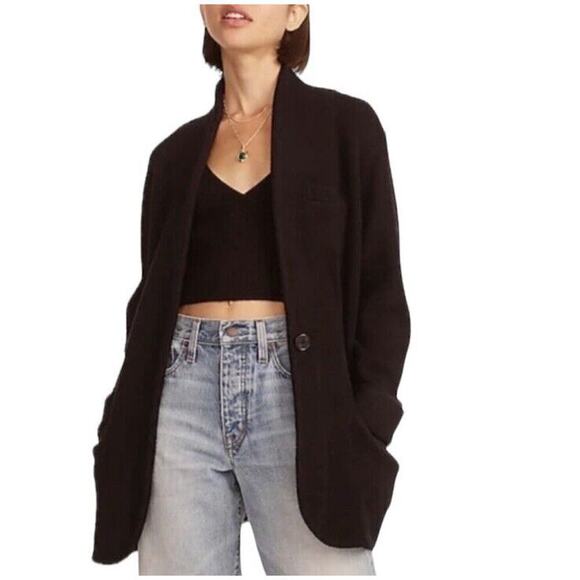 J.Crew Cocoon Sweater Blazer Jacket Women S Black Single Breasted Wool Alpaca
